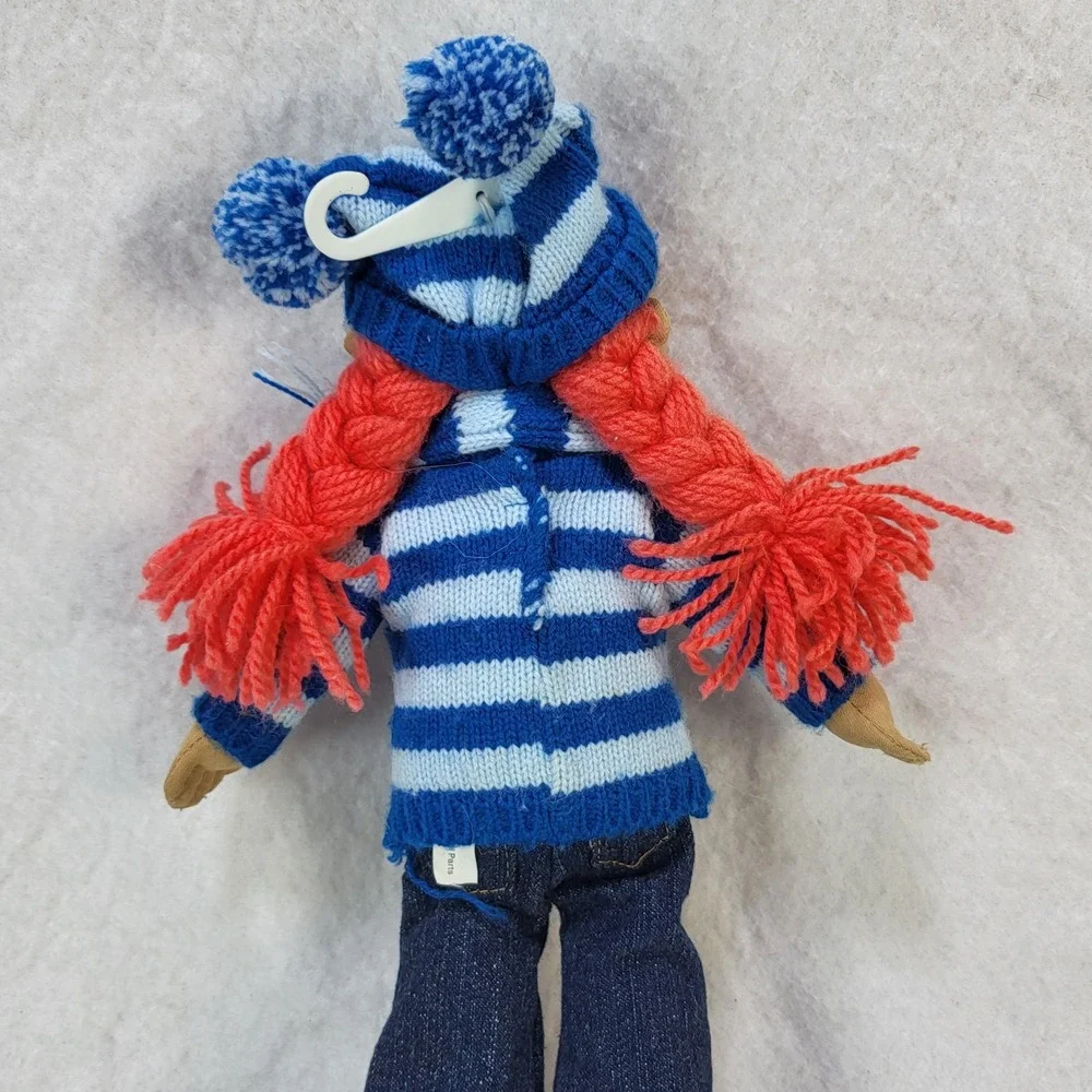 The Children's Place Plush Rag Doll Winter Outfit Striped Sweater Yarn Hair 14